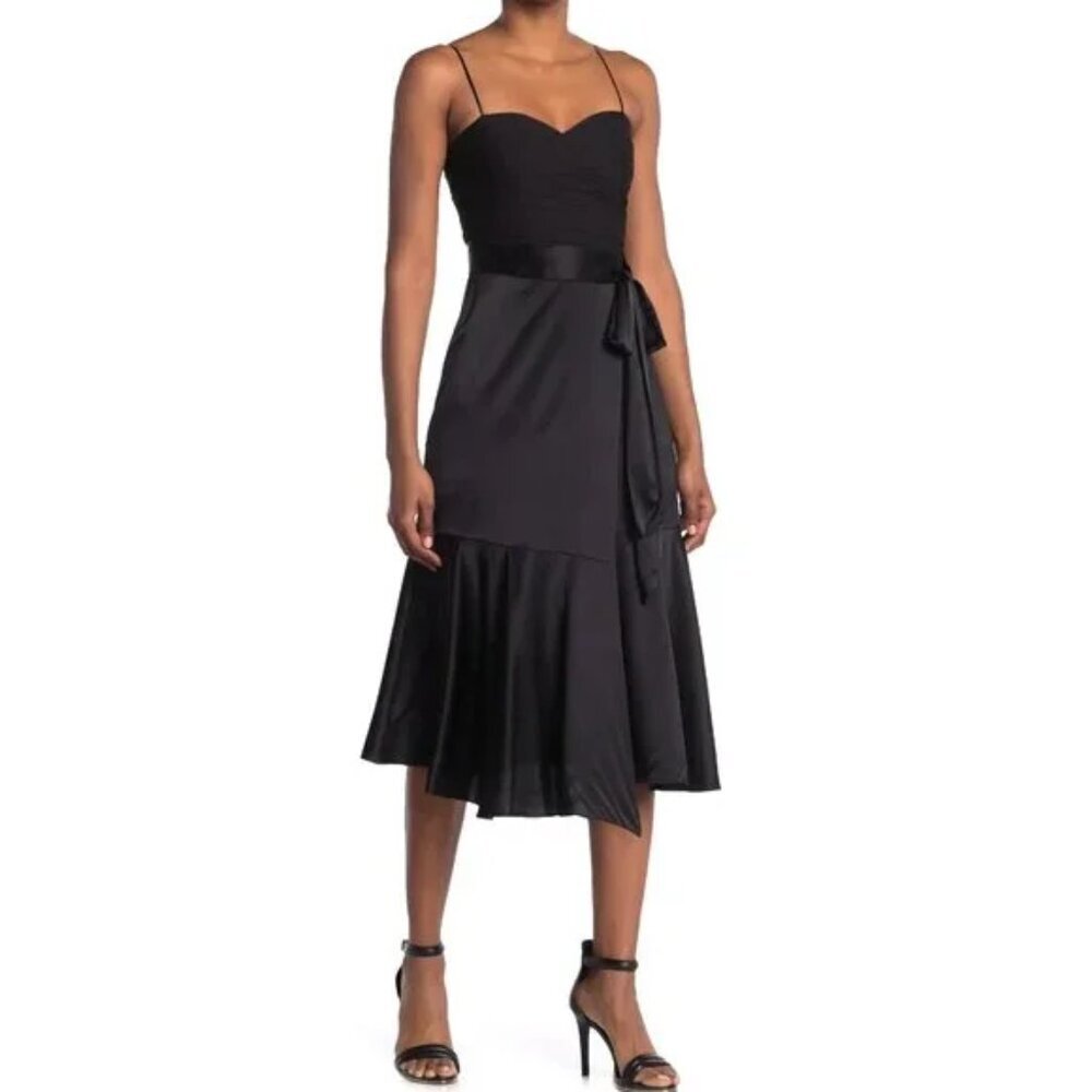 CINQ À SEPT 'Vienna' Silk-Satin Sleeveless Midi-Dress, Black